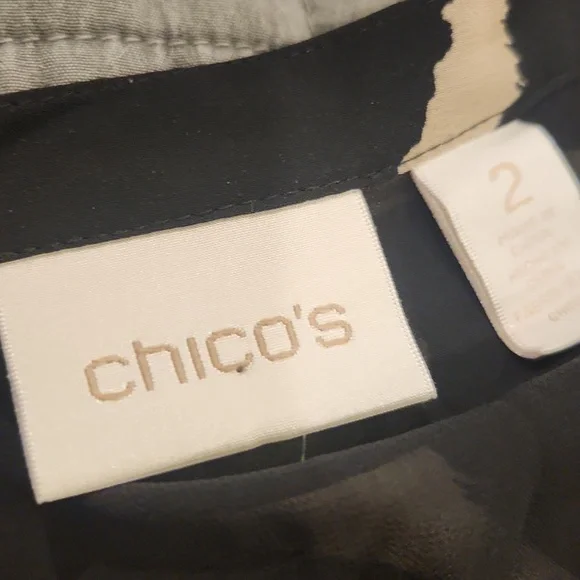 Chico's Black and Tan  Patterned Blouse Size L (2) - Picture 3 of 9